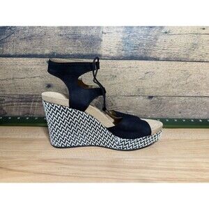 Lucky Brand Shoes Womens Size 9.5 / 41 Yejida 3 Black Espadrille Wedge Heels